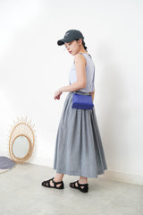 Blue strippy summer skirt w/ adjustble buttone