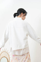 Grey soft pullover in split hem