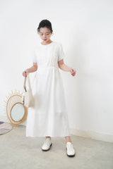 White pleats minimal dress