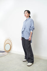 Blue shirt w/ dash cut out