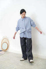 Blue shirt w/ dash cut out