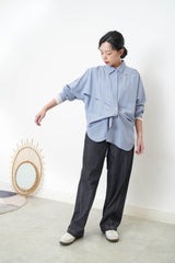 Blue shirt w/ dash cut out