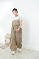 Khaki dungaree w/ details strings cami
