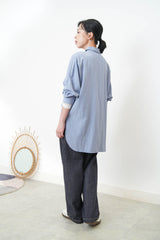 Blue shirt w/ dash cut out