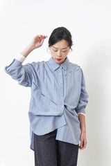 Blue shirt w/ dash cut out