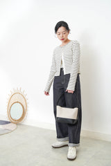 Canvas leather shoulder bag