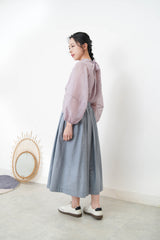 Lavender blouse set in balloon sleeves