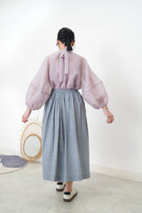 Lavender blouse set in balloon sleeves