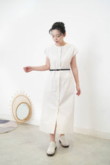 Ivory buttons dress w/ belt