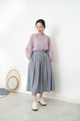 Lavender blouse set in balloon sleeves