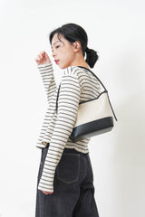 Canvas leather shoulder bag