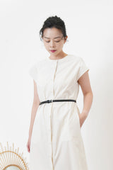 Ivory buttons dress w/ belt