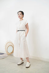 Ivory buttons dress w/ belt