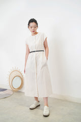 Ivory buttons dress w/ belt