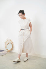 Ivory buttons dress w/ belt