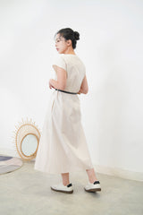 Ivory buttons dress w/ belt