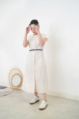 Ivory buttons dress w/ belt