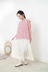 Red stripes vest in split hem