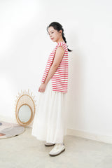Red stripes vest in split hem