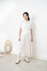 Navy double layering short sleeve shirt