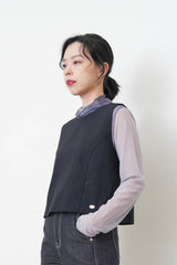 Gradient sheer top w/ loose turtle neck