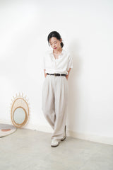 Light grey silk smooth summer pants
