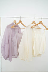 Cream blouse set in balloon sleeves