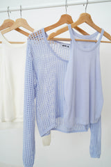 Blue crochet net blouse w/ inner set