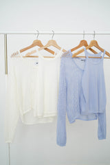 Blue crochet net blouse w/ inner set