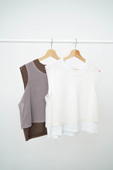 Brown vest in mesh contrast layer vest