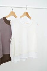 Brown vest in mesh contrast layer vest