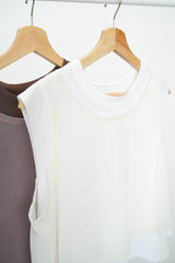 Brown vest in mesh contrast layer vest