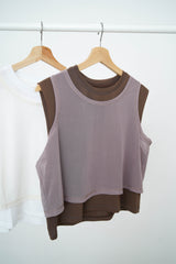 Brown vest in mesh contrast layer vest