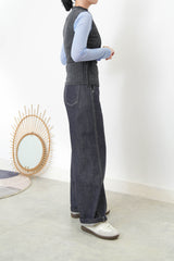 Grey 3D asymmetrical vest w/ cut out detail