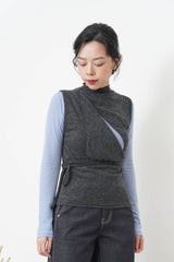 Grey 3D asymmetrical vest w/ cut out detail