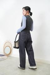 Grey 3D asymmetrical vest w/ cut out detail