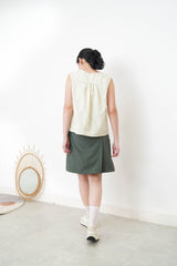 Green wrap skort with elastic waist