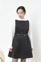 Little black dress in padded fabric