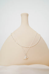 Chain necklace w/ long knot necklace in set