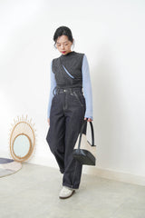 Grey 3D asymmetrical vest w/ cut out detail