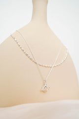 Chain necklace w/ long knot necklace in set