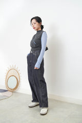 Grey 3D asymmetrical vest w/ cut out detail