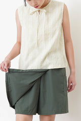 Grey wrap skort with elastic waist