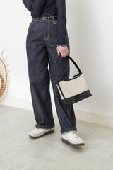 Canvas leather shoulder bag