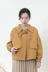 Caramel wool jacket w/ details button