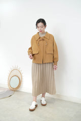 Caramel wool jacket w/ details button