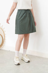 Green wrap skort with elastic waist