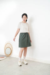 Oatmeal knit top w/ ribbon collar details