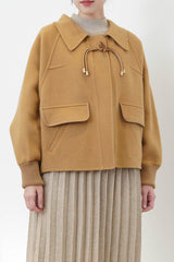 Caramel wool jacket w/ details button