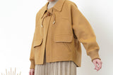 Caramel wool jacket w/ details button